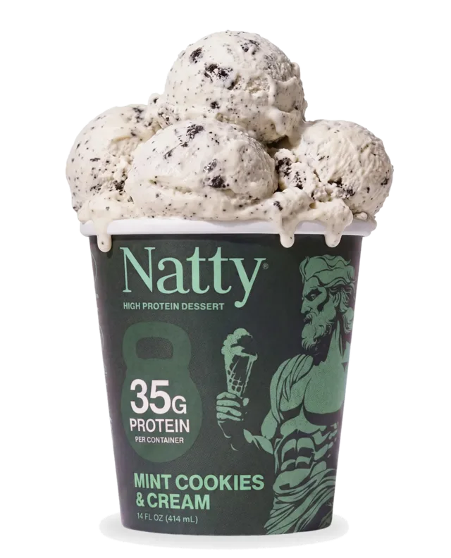 Mint Cookies and Cream pint, scooped over the rim