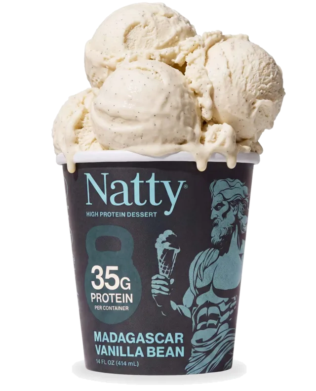 Madagascar Vanilla Bean pint, scooped over the rim